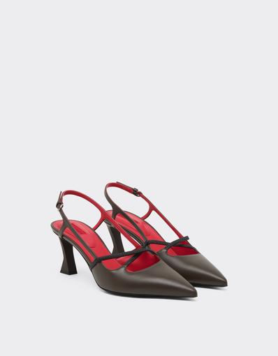 Leather Slingback with Crossed Straps