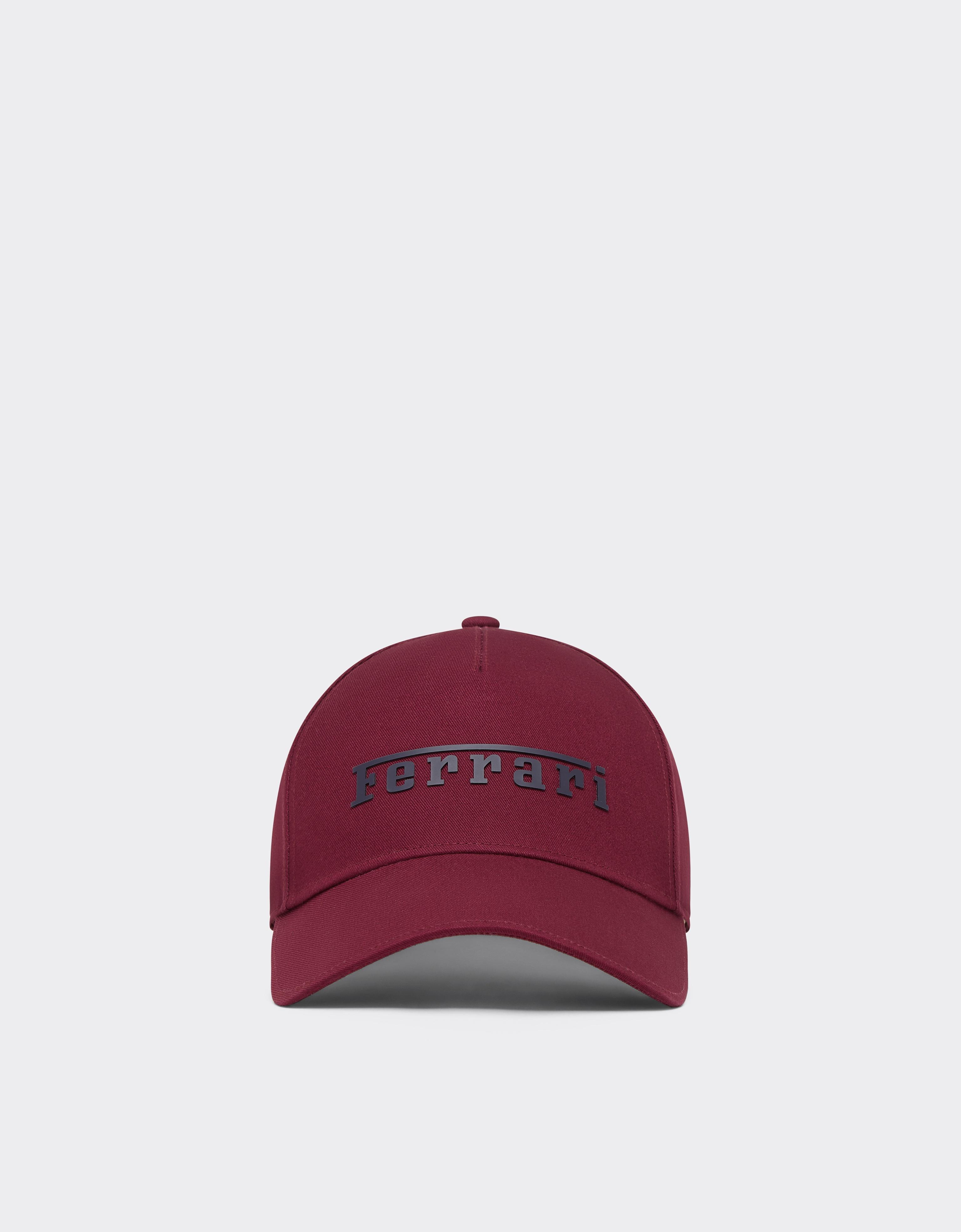 Ferrari Cotton Twill Baseball Cap With Rubberised Logo In Red