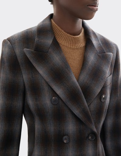 Double-breasted Tartan Wool Flannel Blazer