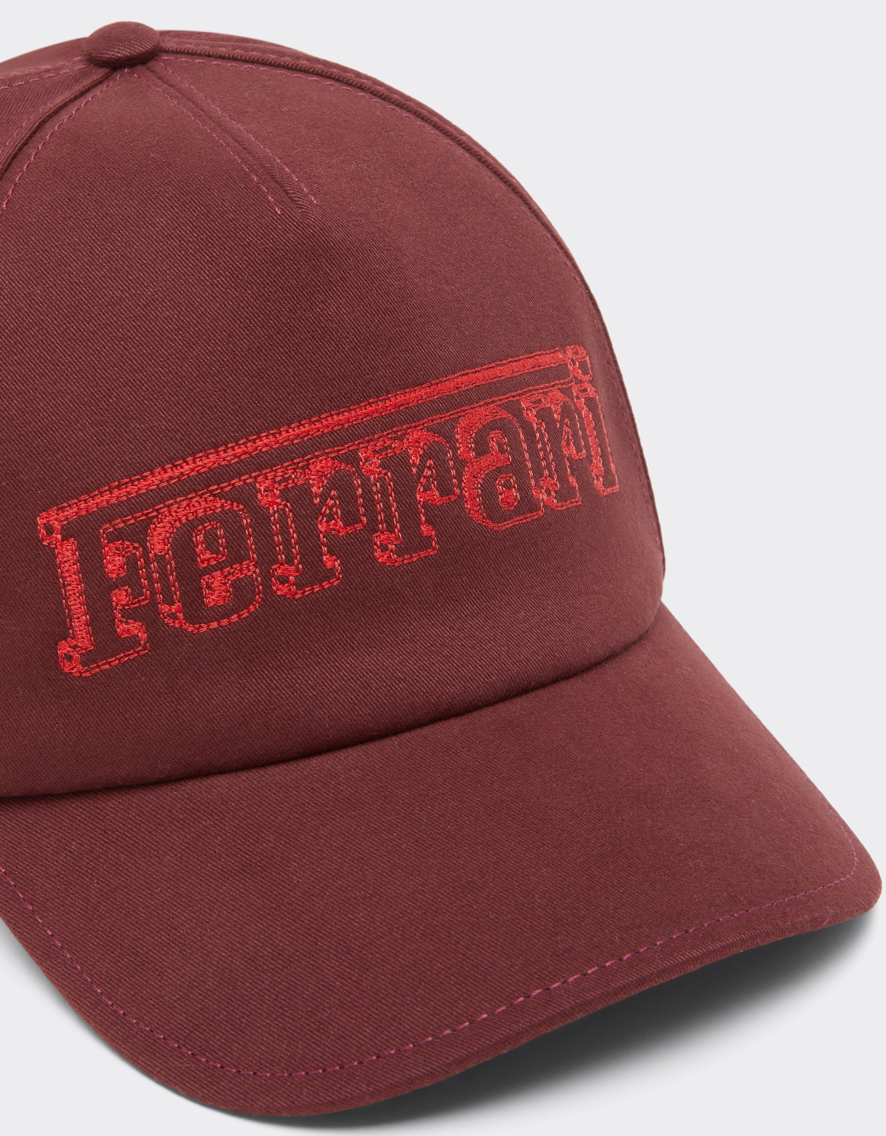 Cotton Drill Baseball Cap with Ferrari Embroidery