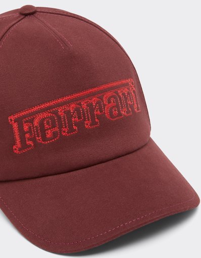 Cotton Drill Baseball Cap with Ferrari Embroidery