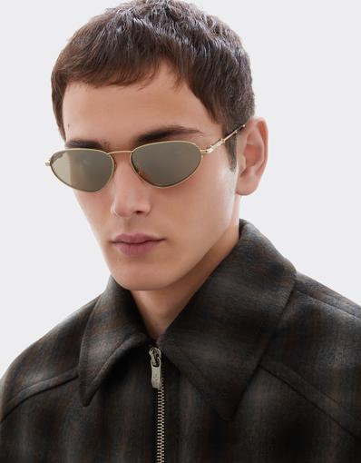 Lunettes de soleil en métal doré avec verres blancs à effet miroir doré