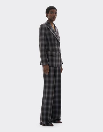 Double-breasted Tartan Wool Flannel Blazer
