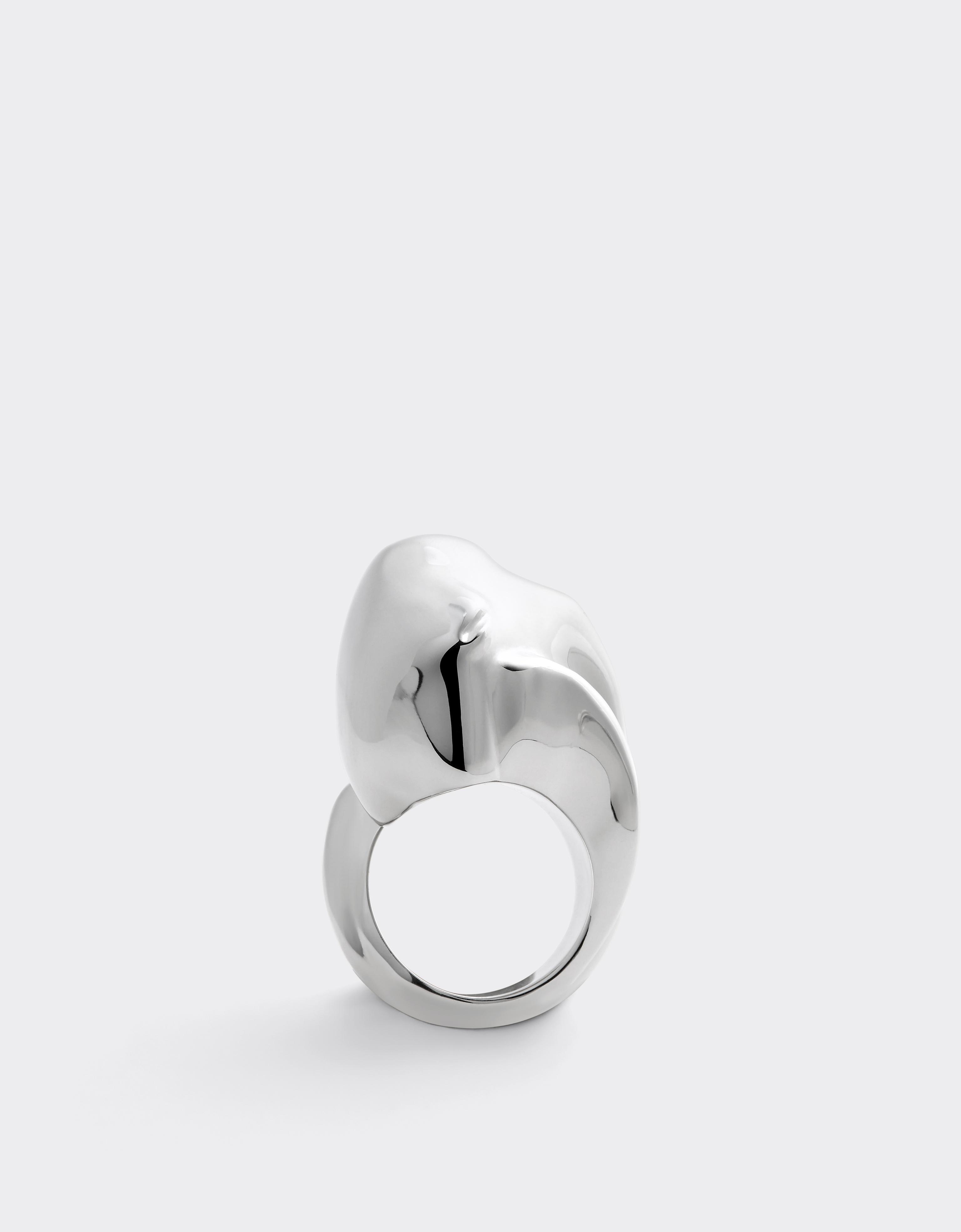 Anillo asimétrico de metal cromado