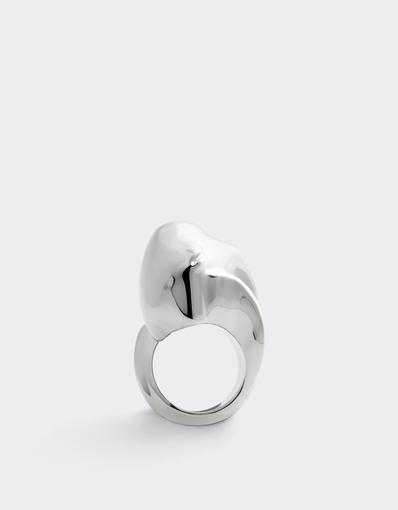 Asymmetrical Chrome-Plated Metal Ring