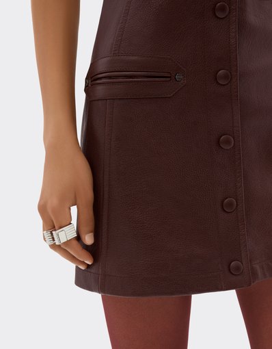 Leather Mini Dress with Halter Neck