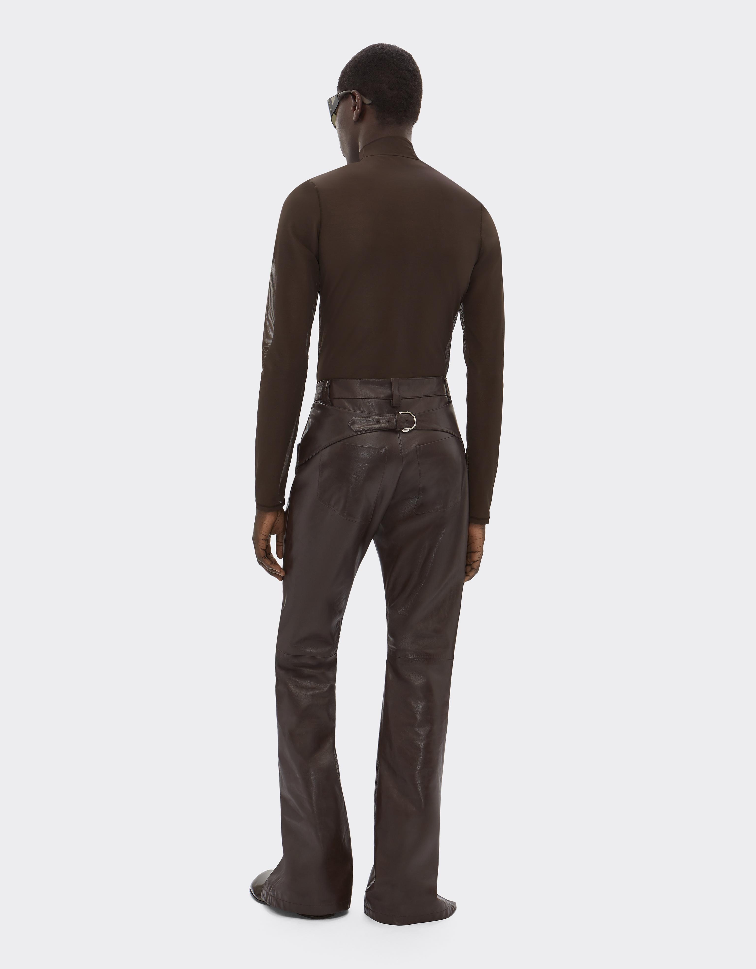 Glossy Leather Trousers with Slit