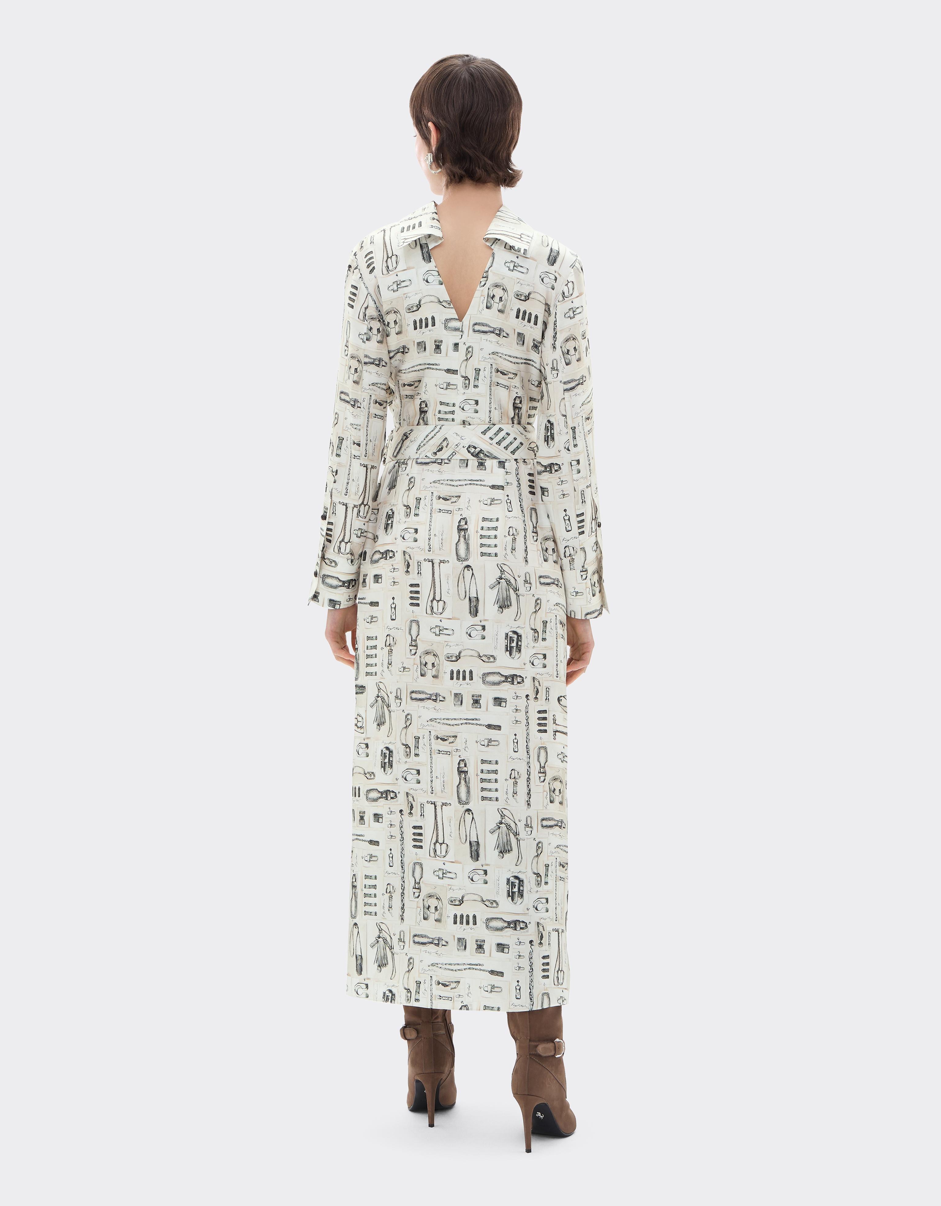 Silk Twill Skirt with Officina Print