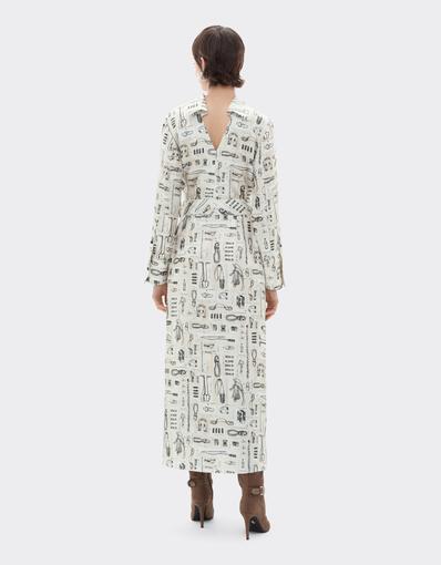 Silk Twill Skirt with Officina Print