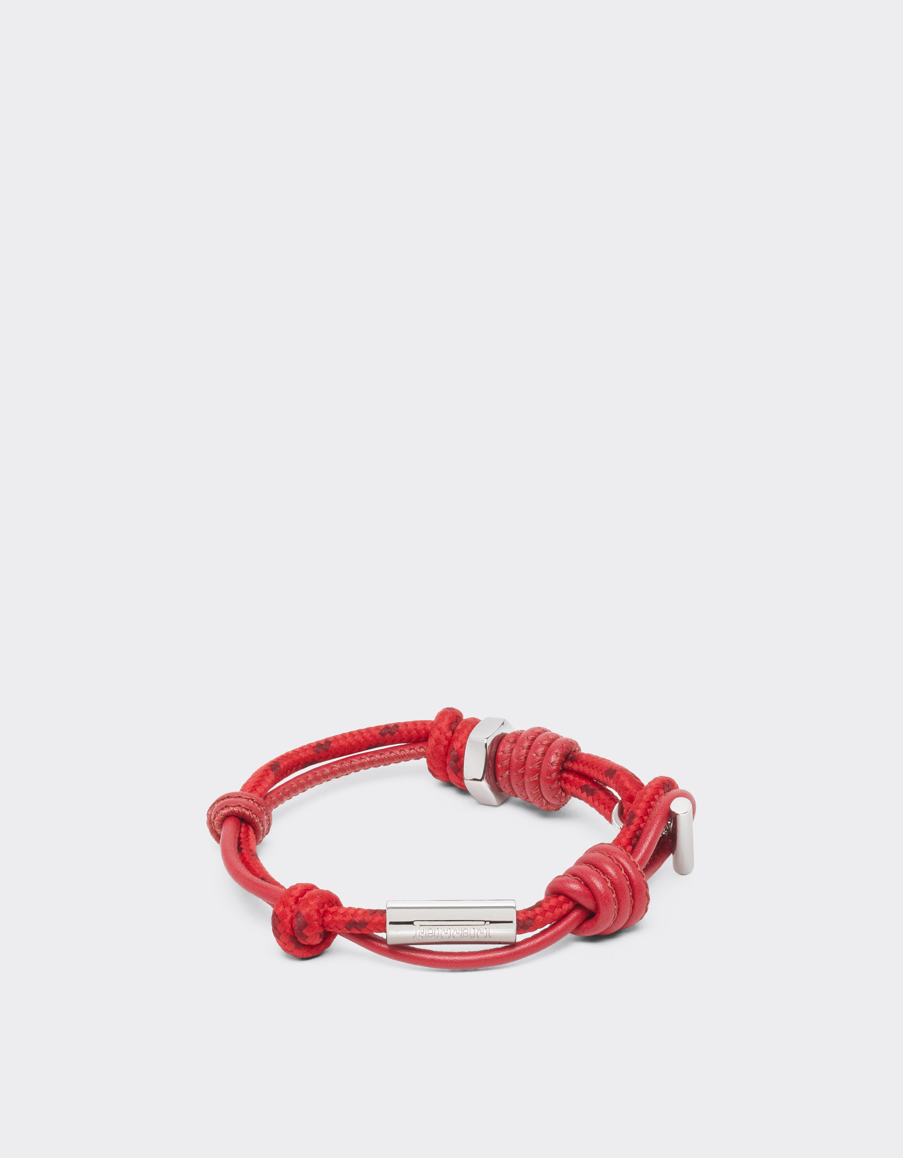 Ferrari Knotted Leather And Cord Bracelet In Red