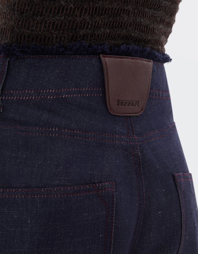 Pantalon en denim de coton et lin