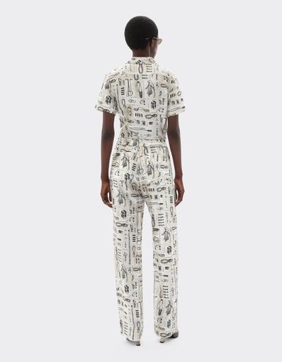 Silk Twill Trousers with Officina Print