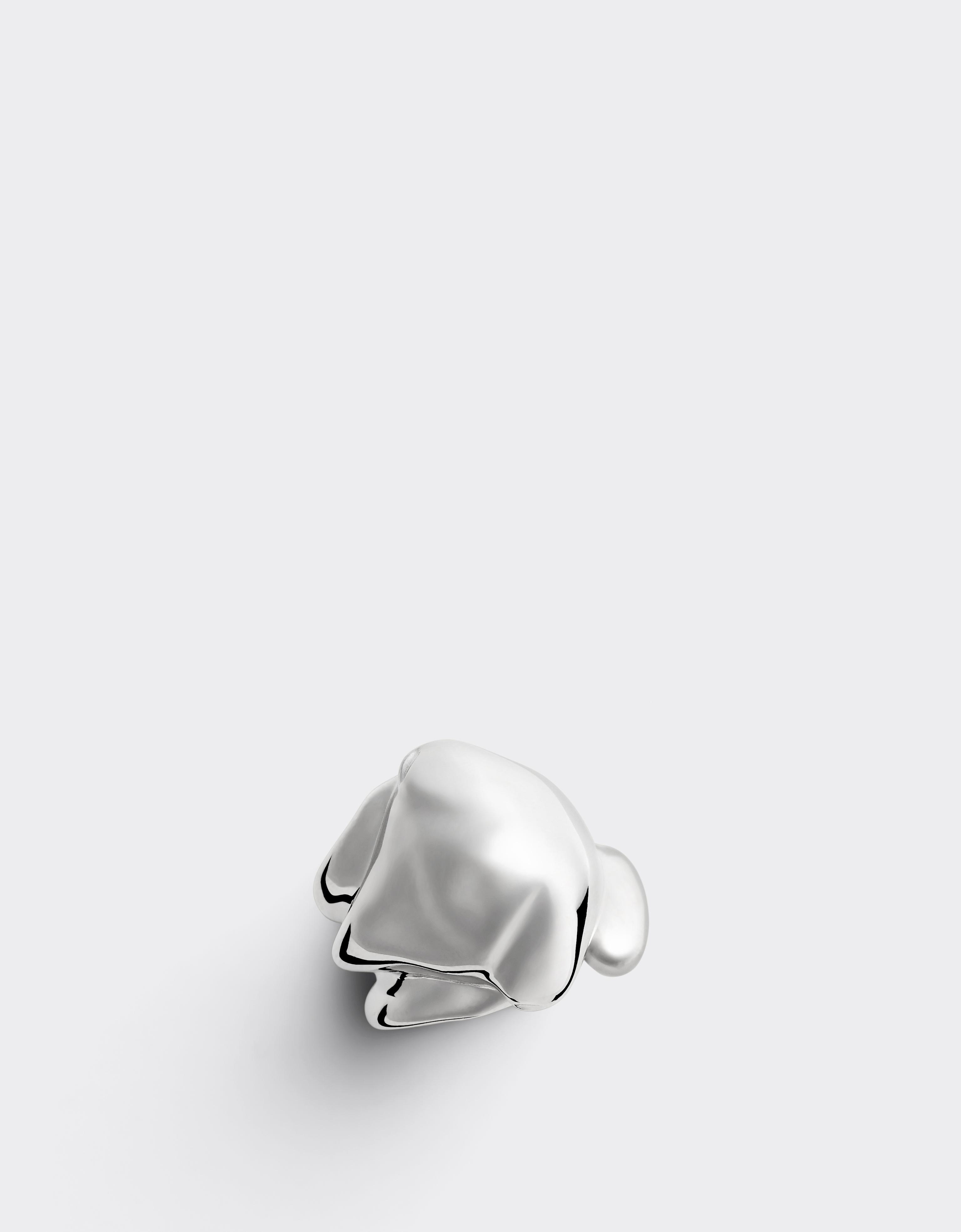 Anillo asimétrico de metal cromado
