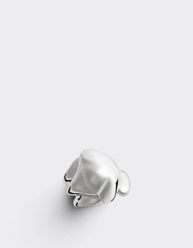 Asymmetrical Chrome-Plated Metal Ring