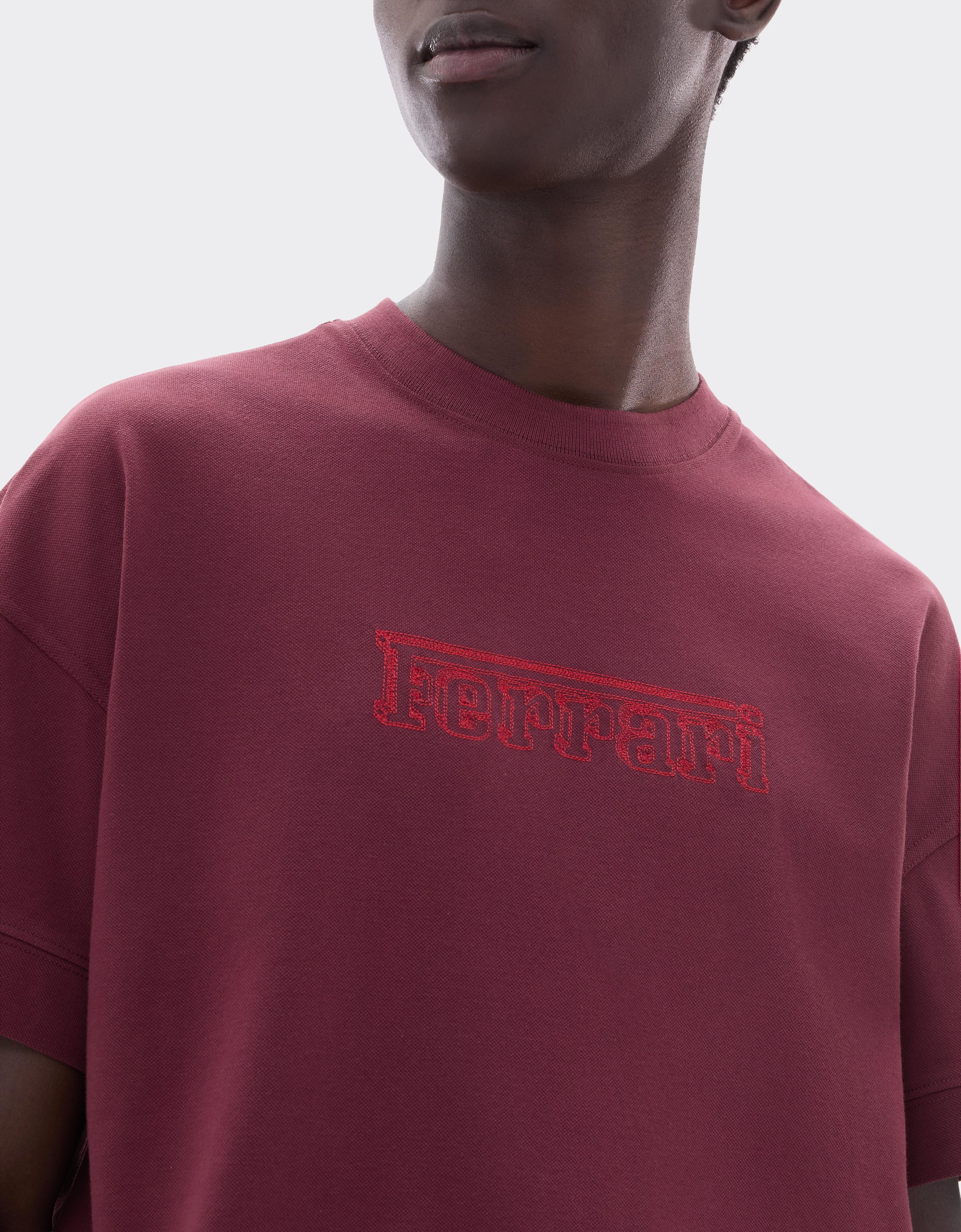 Cotton Piqué T-shirt with Ferrari Embroidery