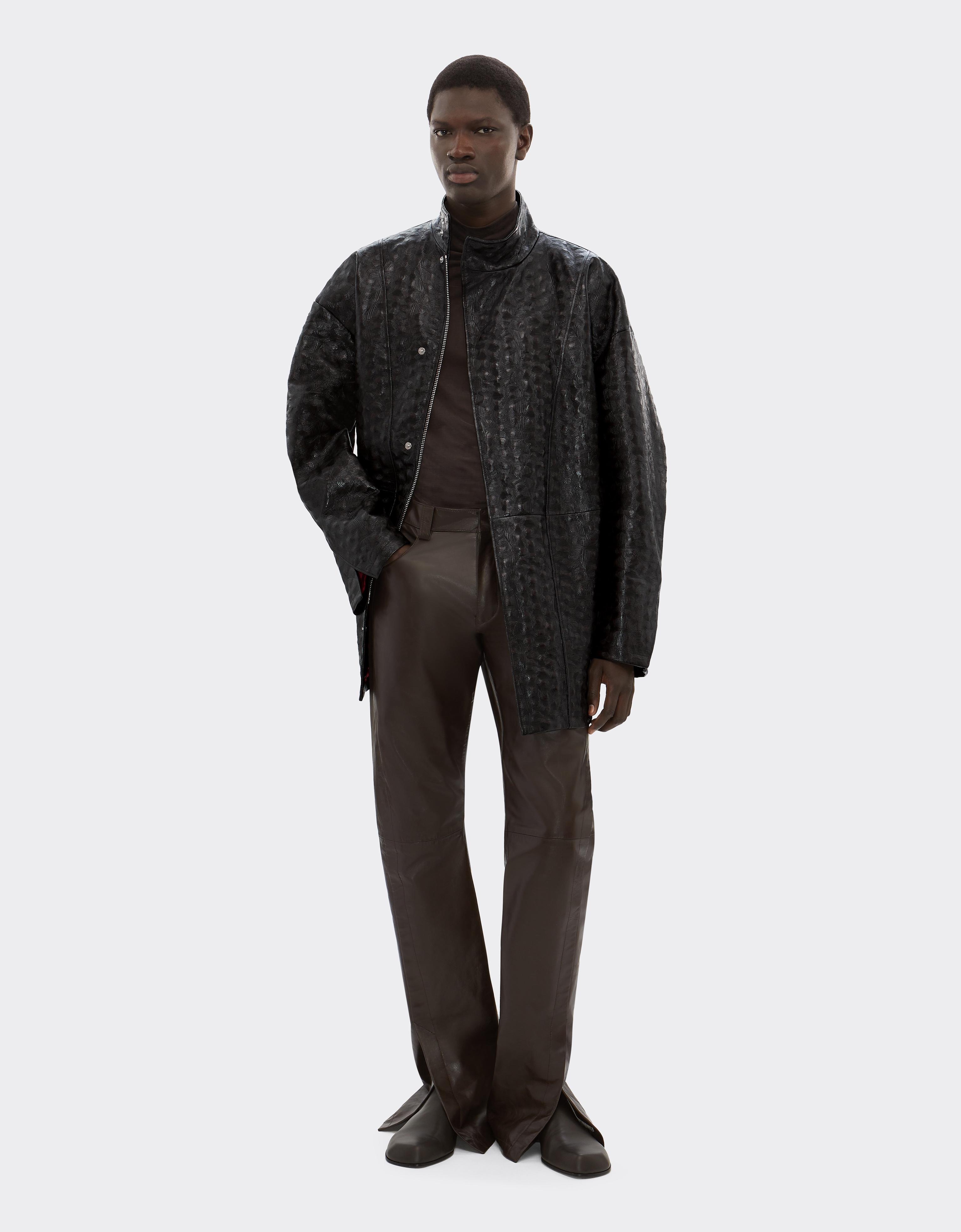 Leather Pea Coat with Turtle Pattern