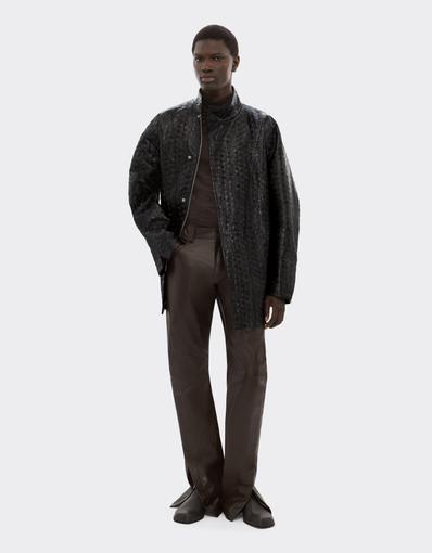 Leather Pea Coat with Turtle Pattern