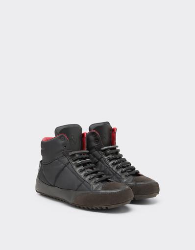Quilted Leather and Suede Trainers