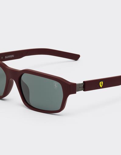 Scuderia Ferrari burgundy sunglasses with dark grey lenses