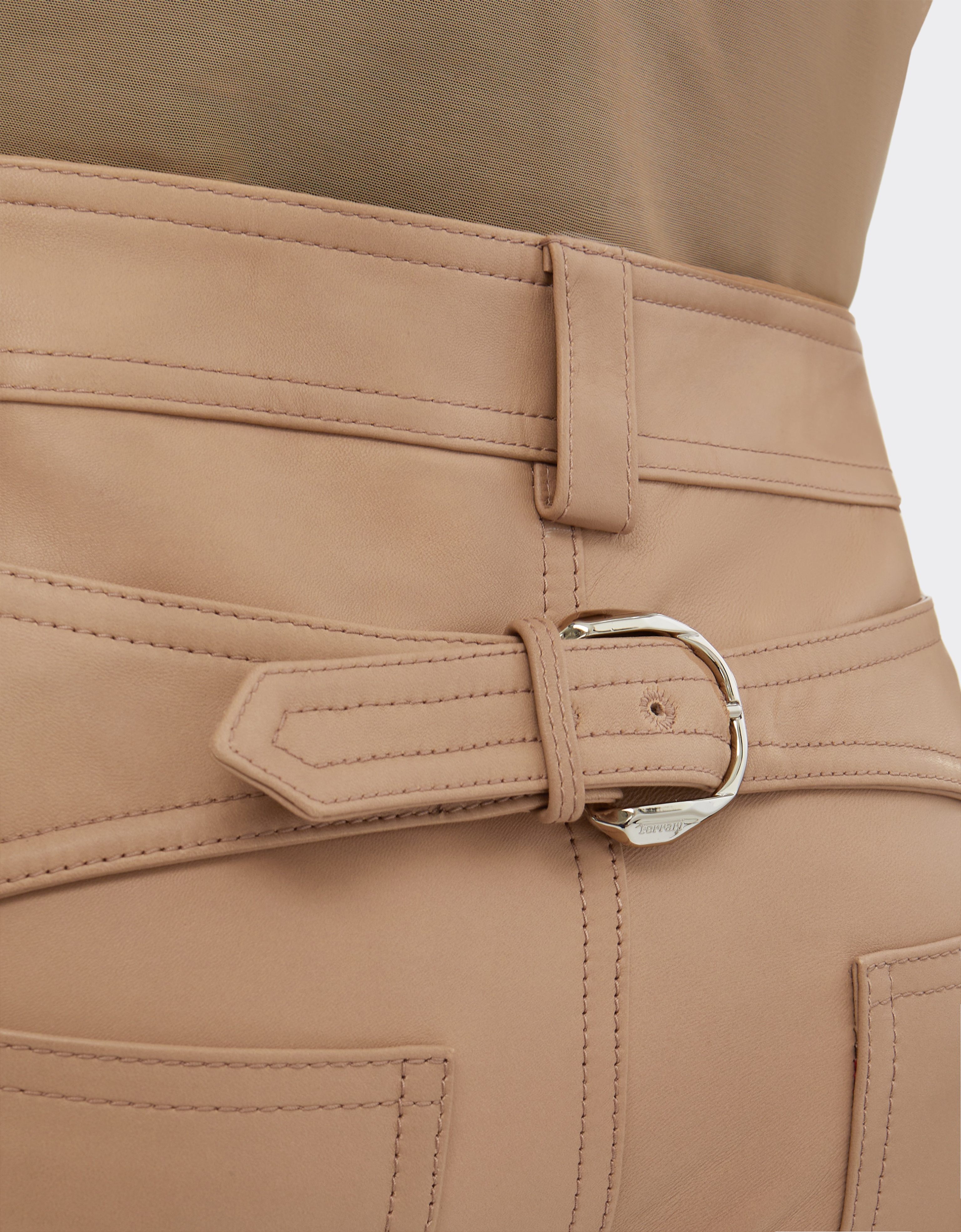 Leather Trousers with Buckle at the Back