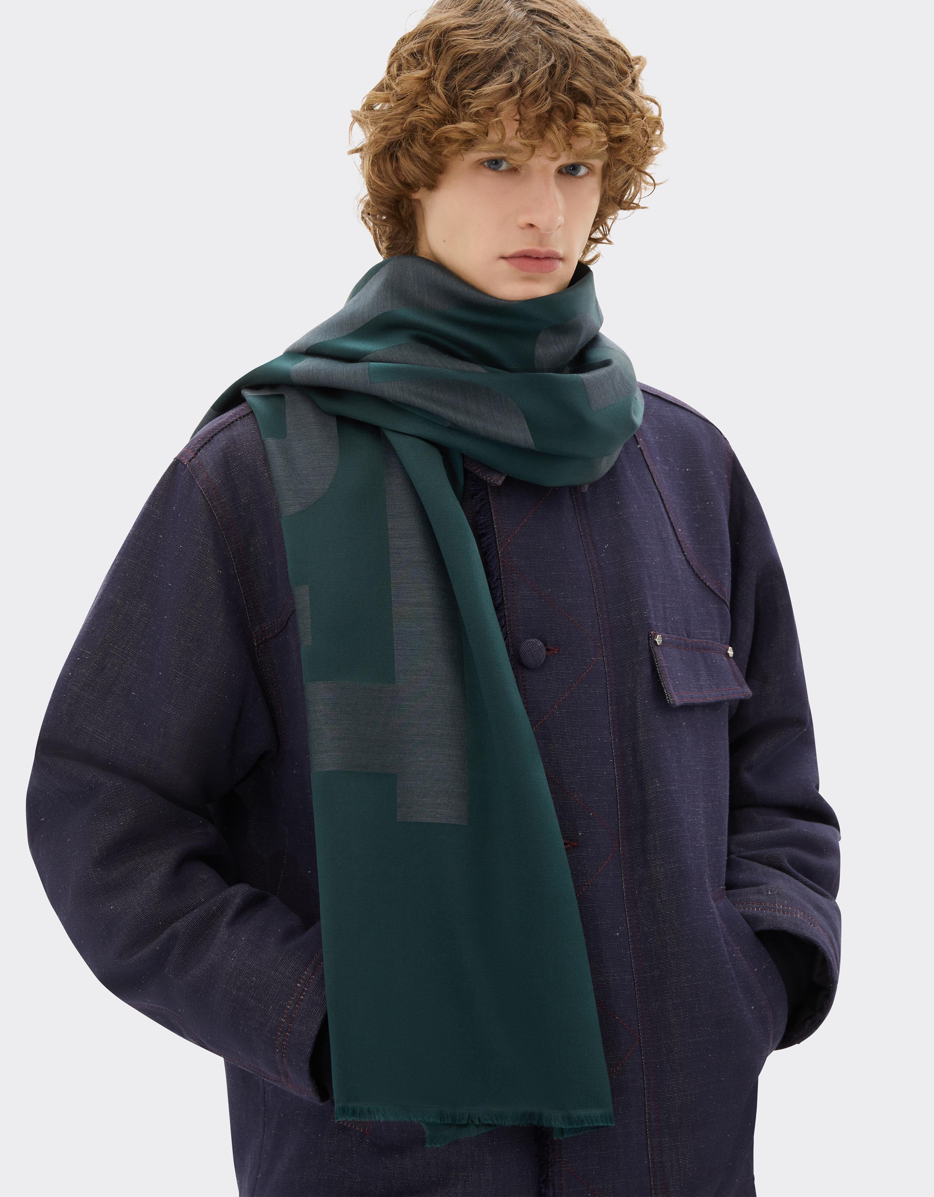 Wool and Silk Scarf with Jacquard Logo