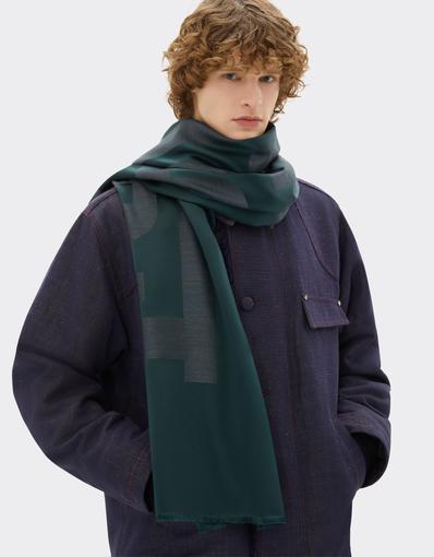 Bufanda de lana y seda con logotipo jacquard