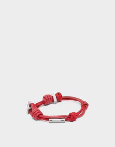Knotted leather and cord bracelet
