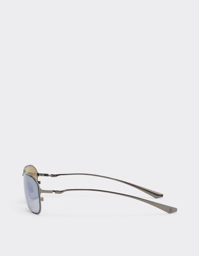 Lunettes de soleil en titane gris fusil avec verres vert foncé