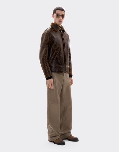 Blouson en peau d'agneau craquelée