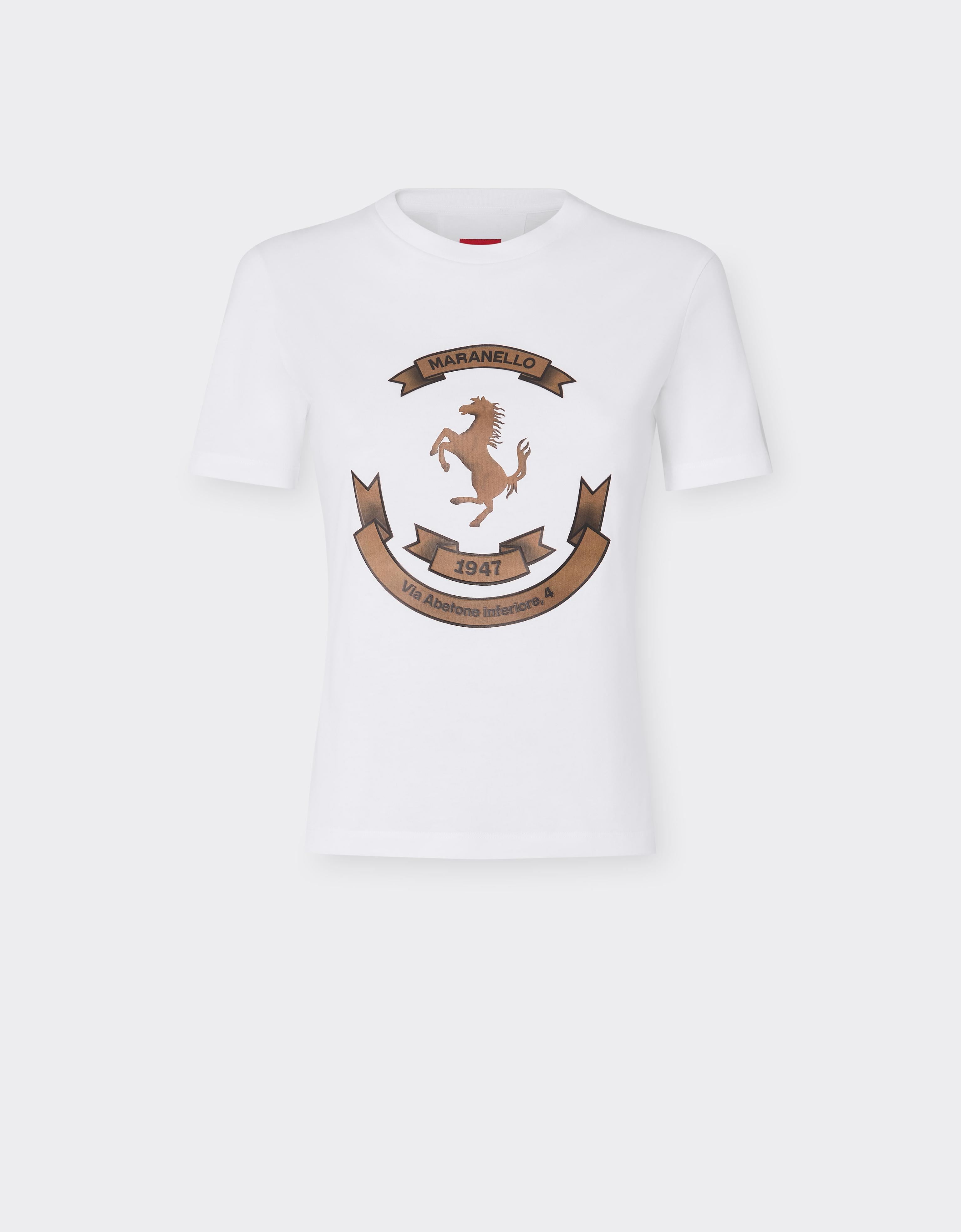 Ferrari Cotton T-shirt With The Prancing Horse Of Maranello In White