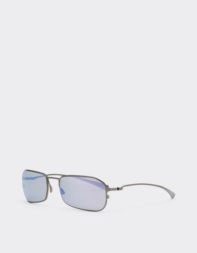 Lunettes de soleil en titane gris fusil avec verres vert foncé