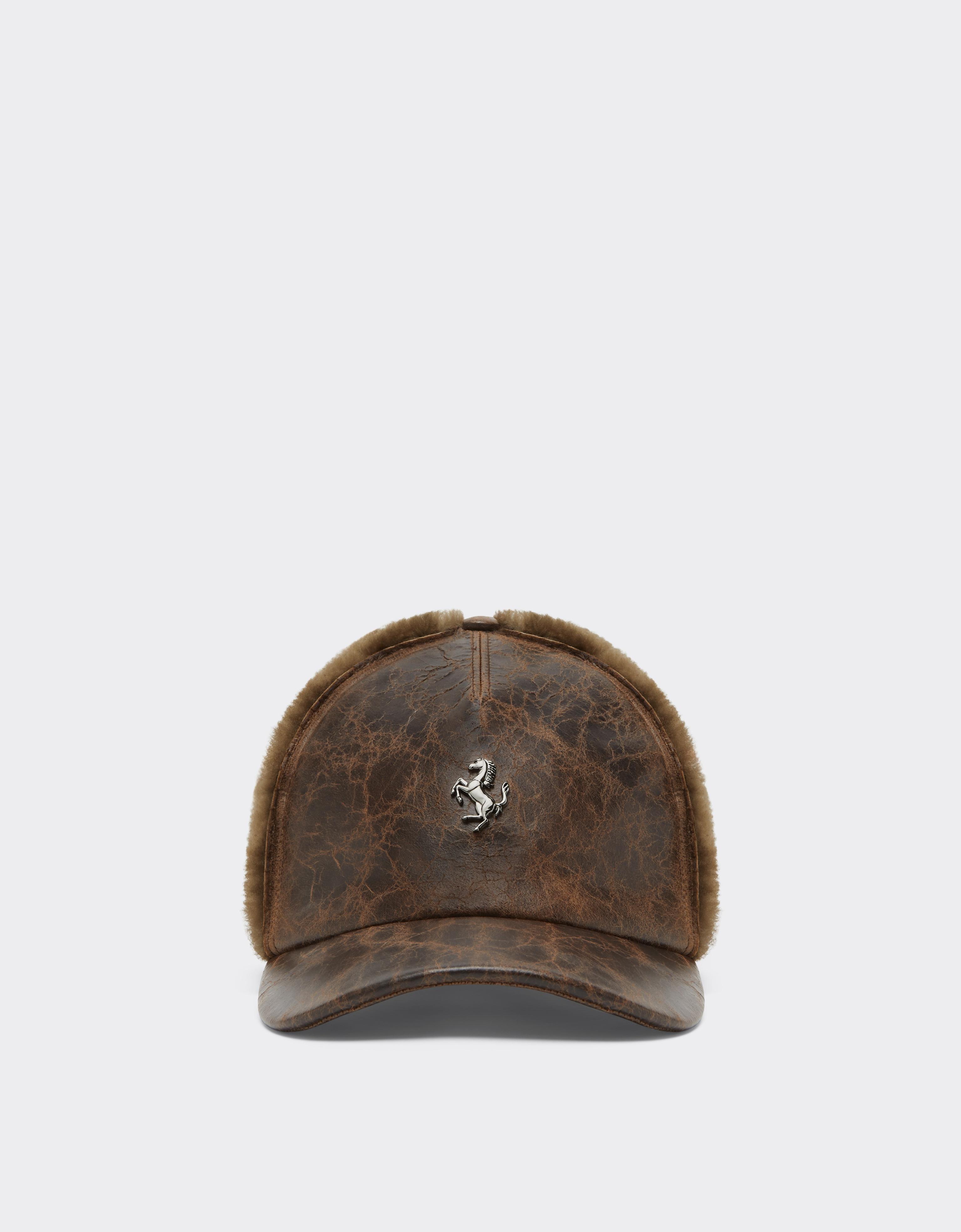 Ferrari Craquelé Lambskin Baseball Cap