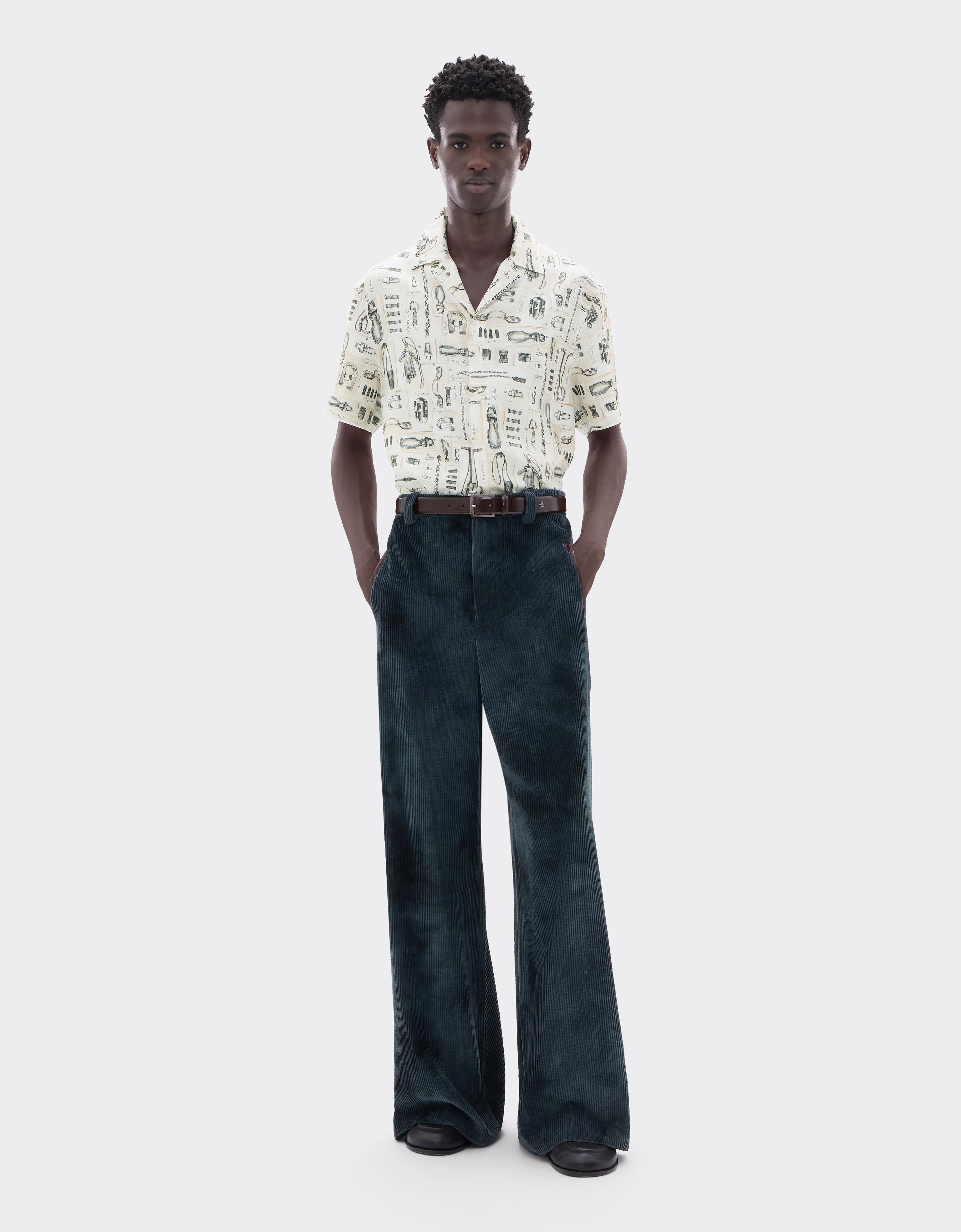 Silk Twill Bowling Shirt with Officina Print