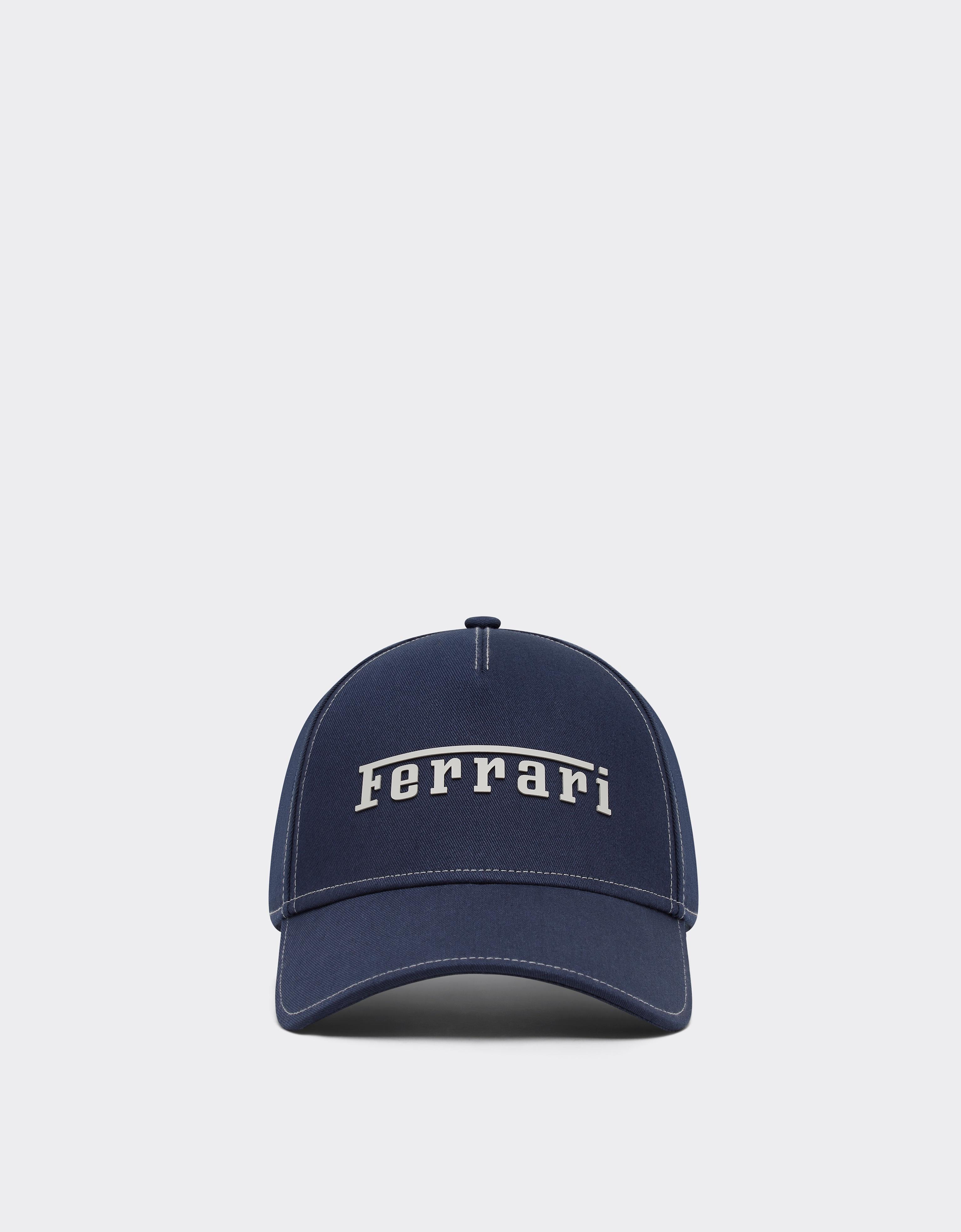 Ferrari Baseball Cap With Rubberized  Logo In Blue