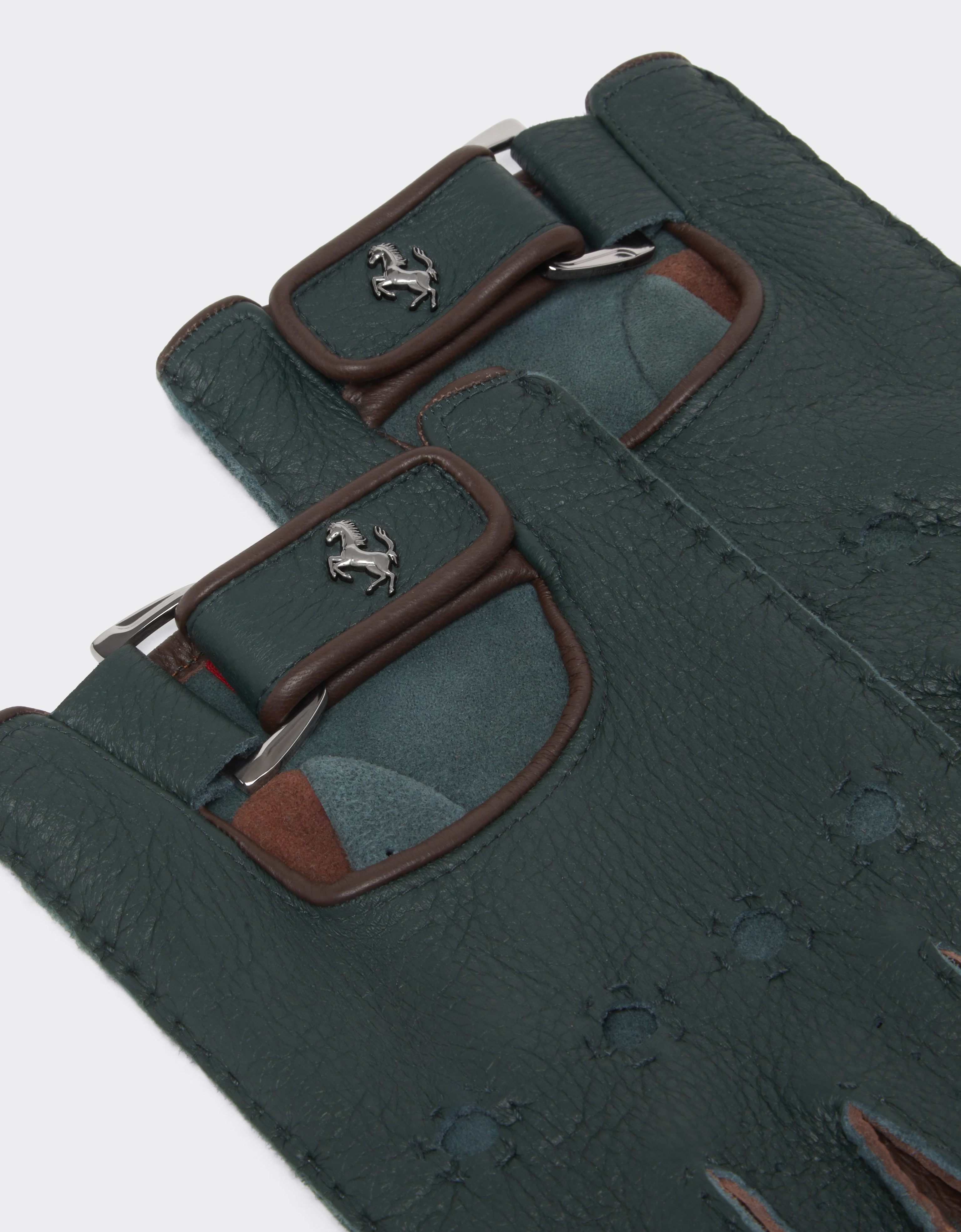 Fingerless Leather Gloves with Prancing Horse Logo