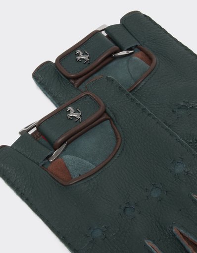 Fingerless Leather Gloves with Prancing Horse Logo