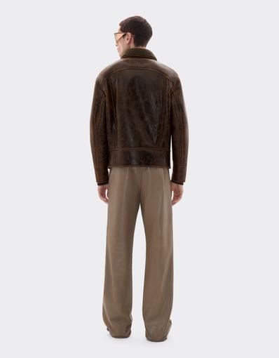 Blouson en peau d'agneau craquelée