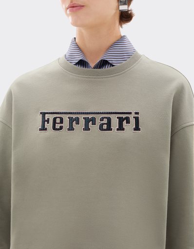 Sudadera de cuello redondo de algodón con logotipo de Ferrari