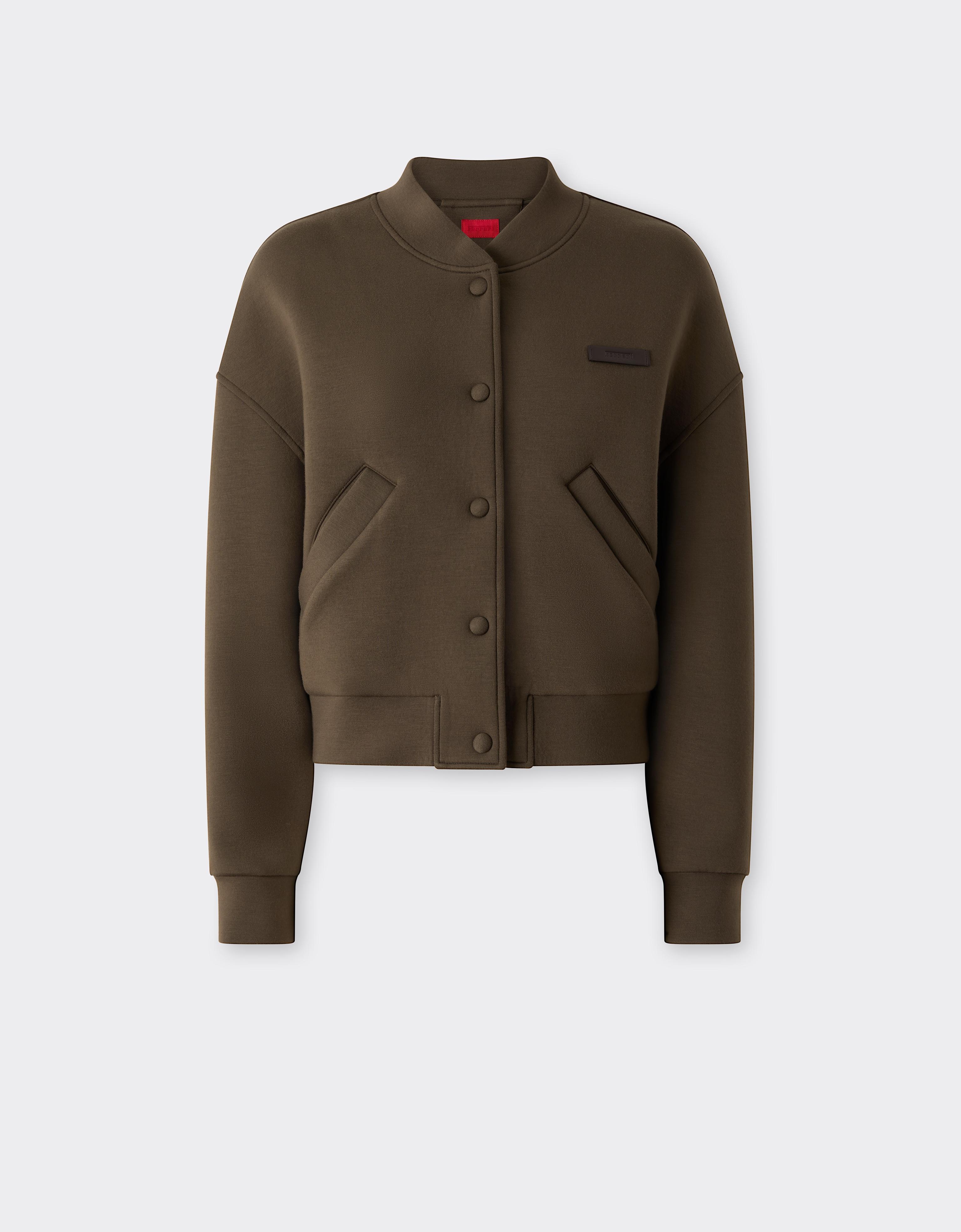 Ferrari Scuba Sweatshirt With Buttons In Mimetico