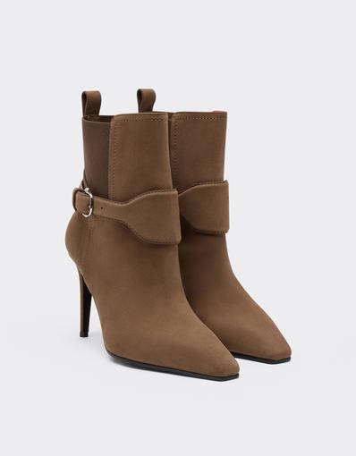 Nubuck Ankle Boots with High Heel