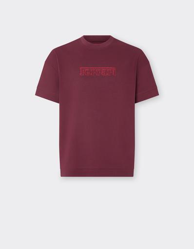 Camiseta de piqué de algodón con bordado Ferrari