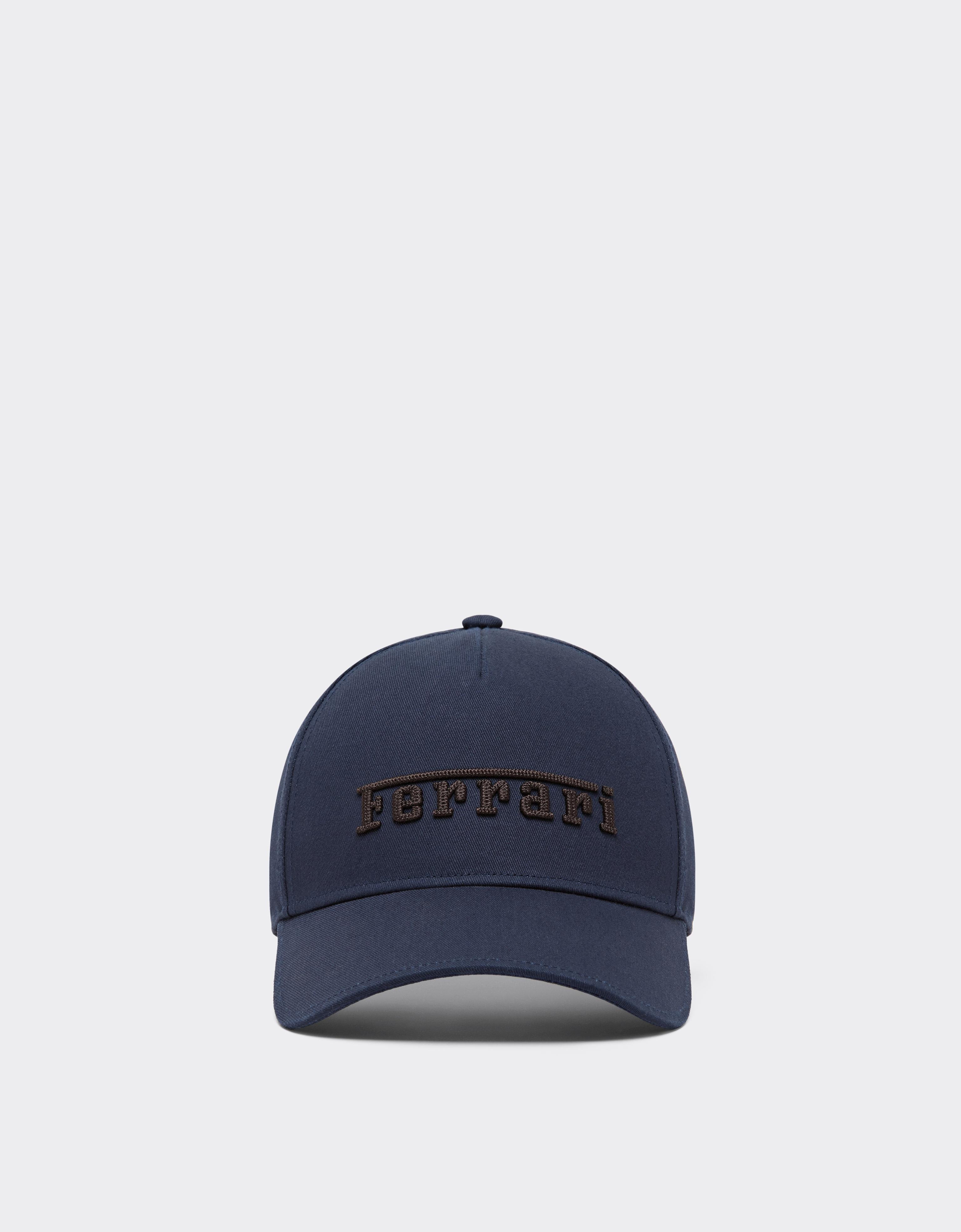 Ferrari Cotton Twill Baseball Cap With Embroidered Logo In Blue