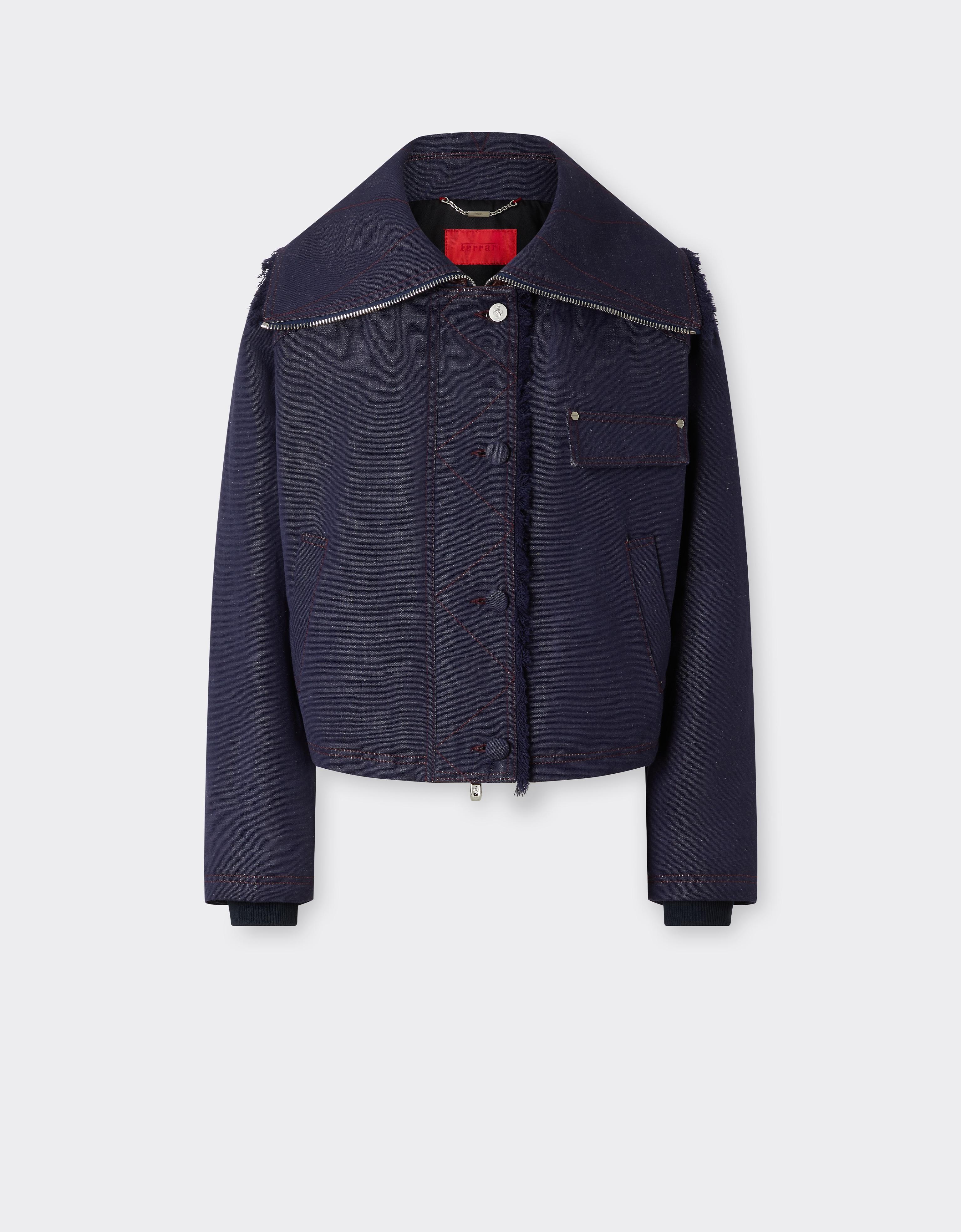 Ferrari Cotton And Linen Denim Jacket In Blue