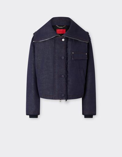 Chaqueta de denim de algodón y lino