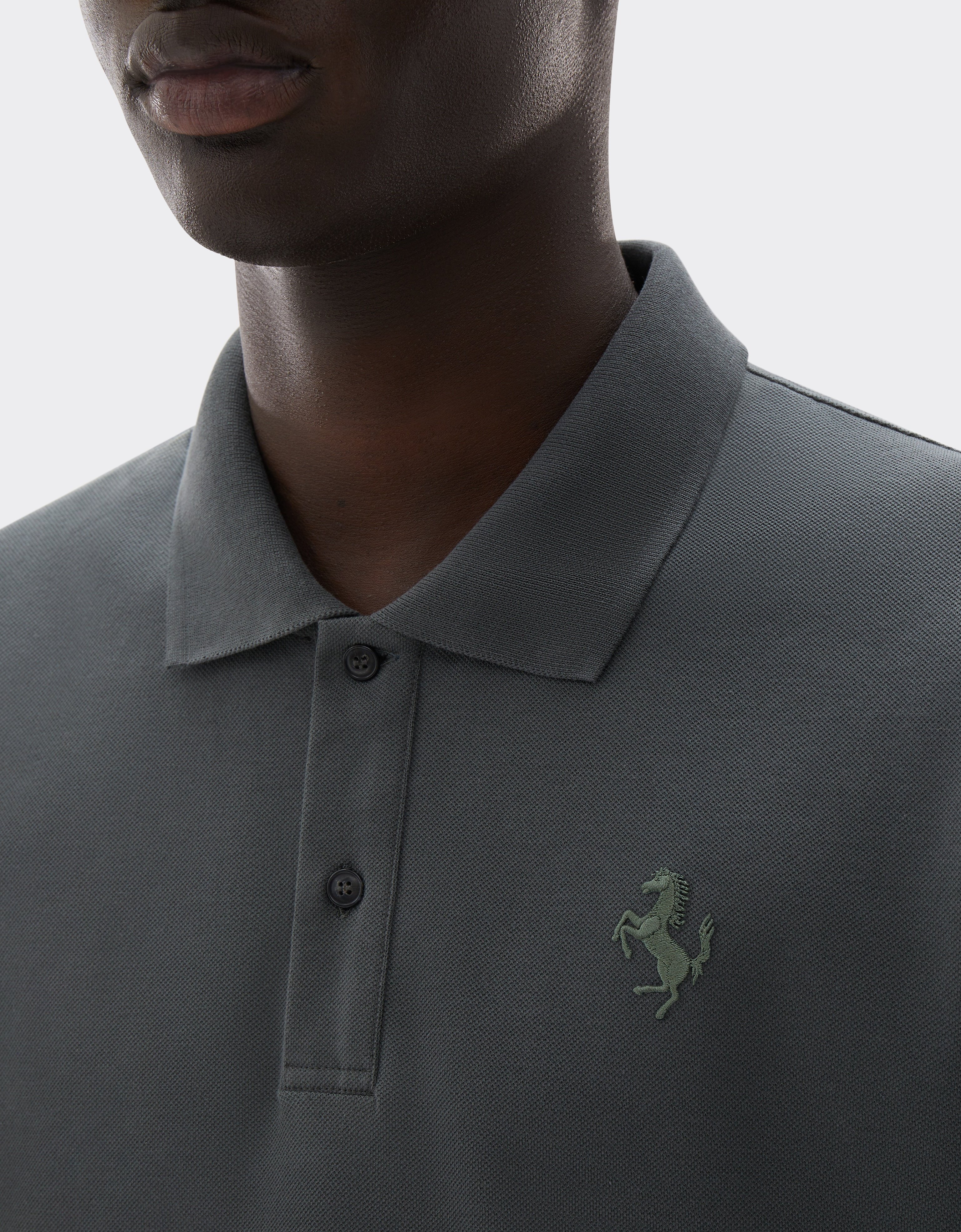 Polo en piqué de coton avec le Cavallino Rampante
