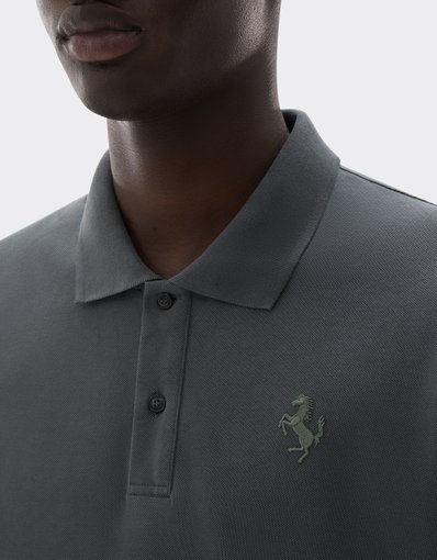 Cotton piqué polo shirt with Prancing Horse
