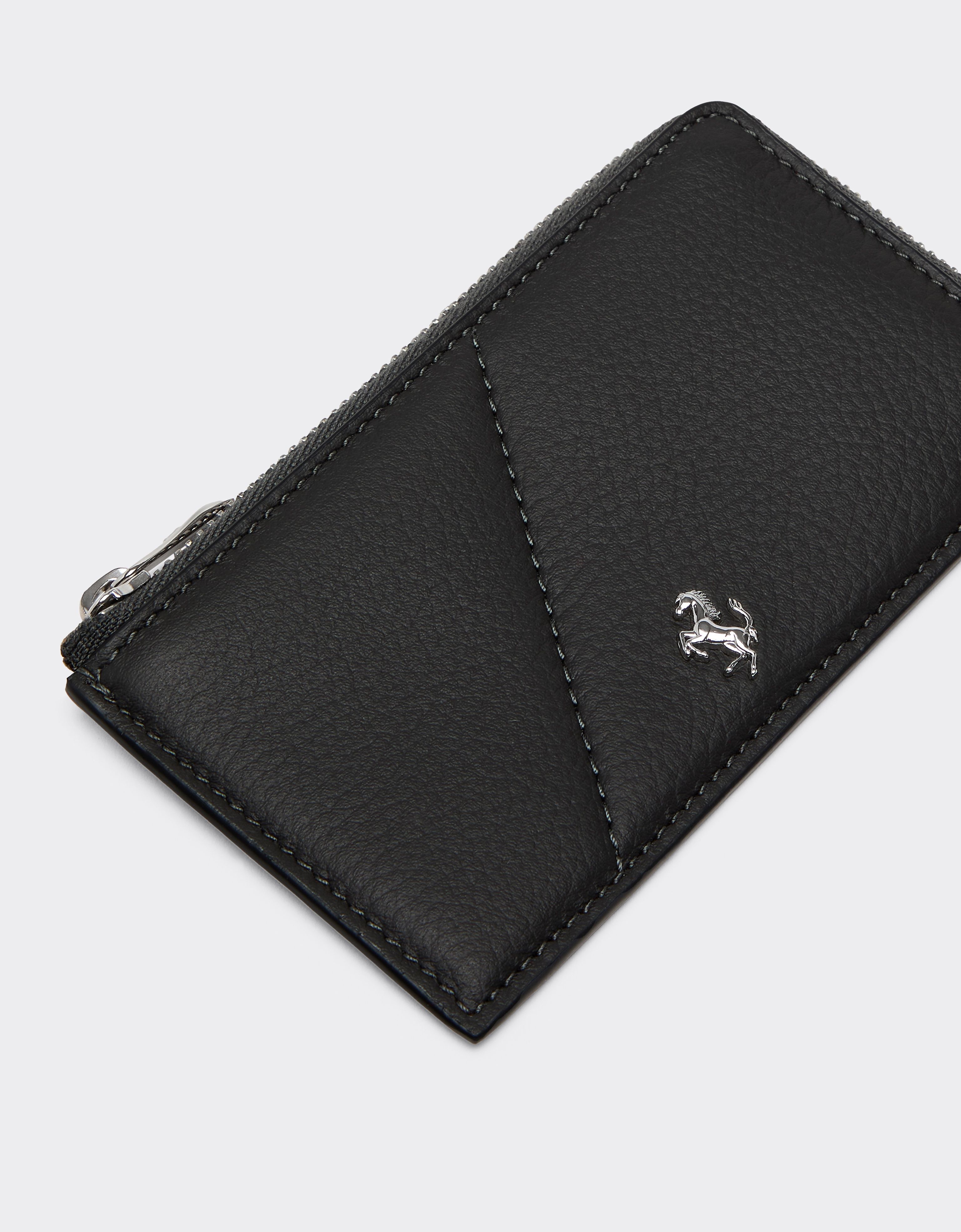 Granata Leather Card Holder with Diagonal Stitching