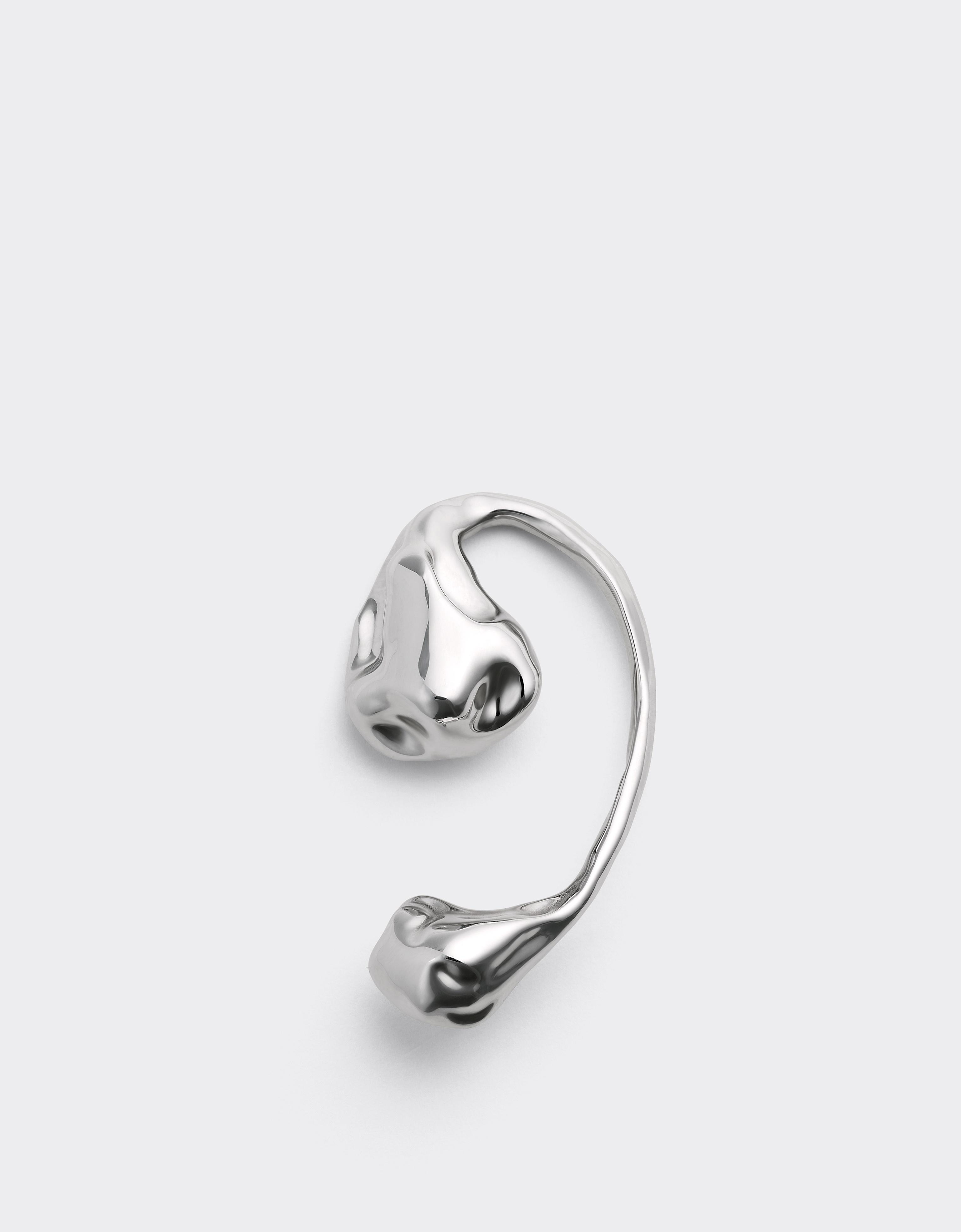Pendiente de oreja irregular de metal cromado