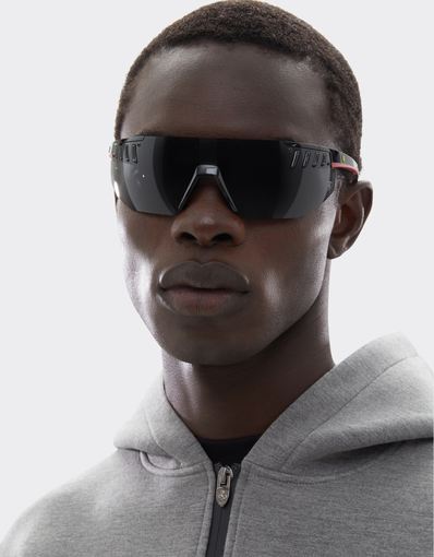 Scuderia Ferrari black goggle-style sunglasses with grey lenses