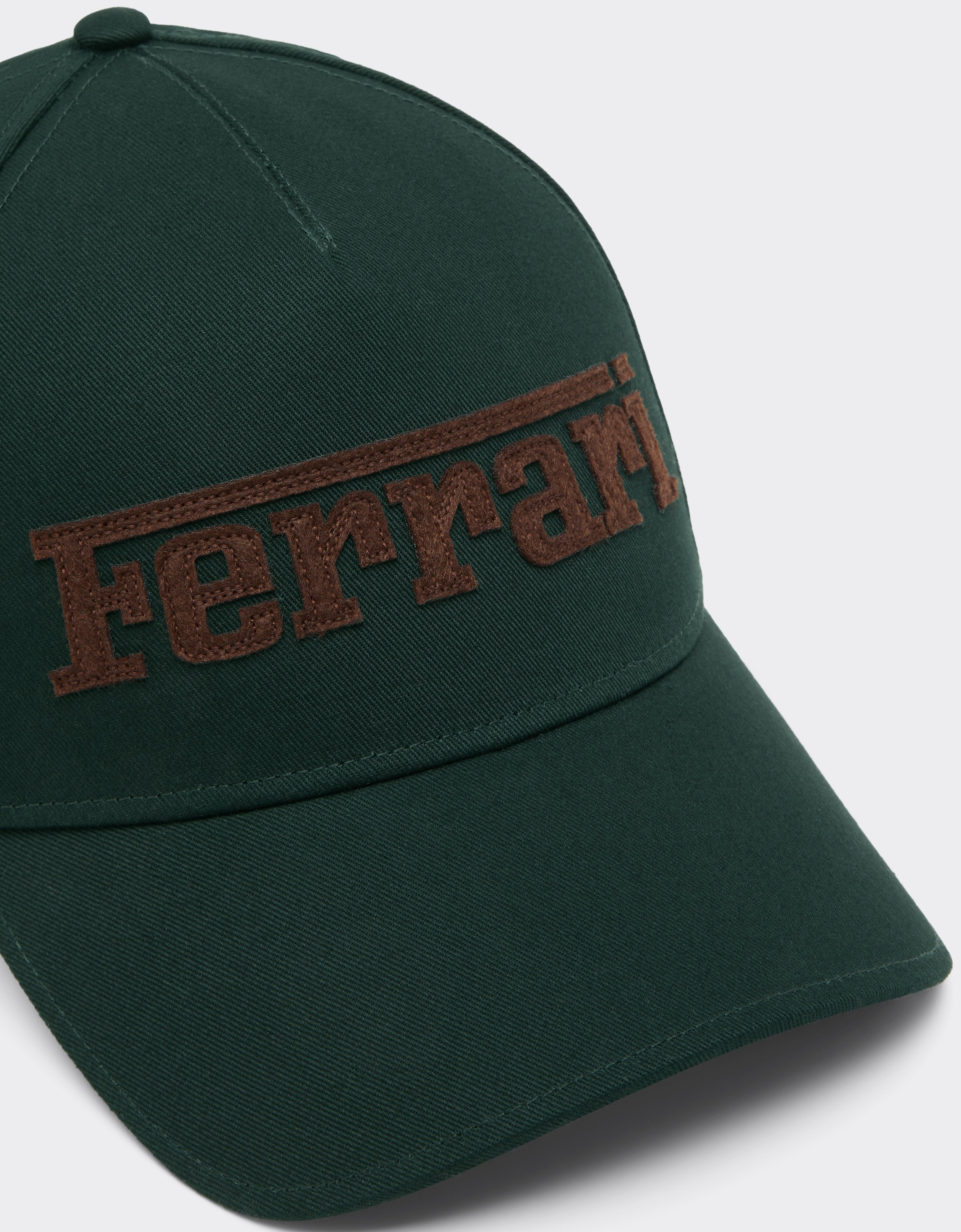 Cotton Twill Baseball Cap with Ferrari Embroidery